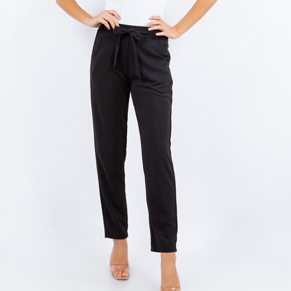 LOVE POEM TEXTURED CREPE LIGHT WEIGHT PANTS - Picture 1 of 2